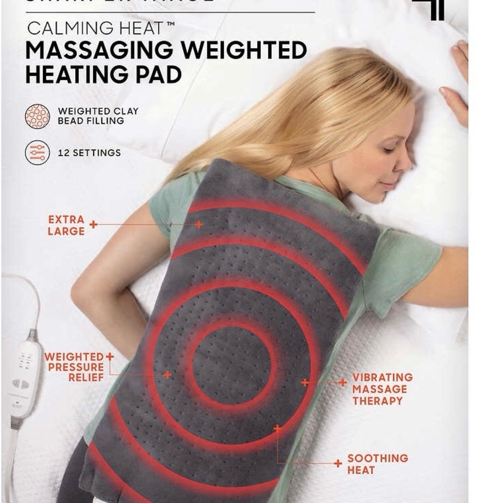 Sharper Image Calming Heat Massaging Weighted Heating Pad